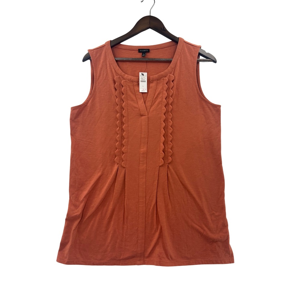Talbots‎ Orange Scalloped Neck Sleeveless Casual Tank Top Women's Large